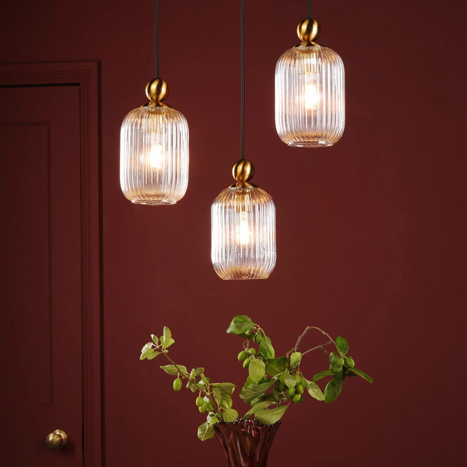 1 Light  E27 Matt Black/ Satin Brass Suspension Kits - Image 7