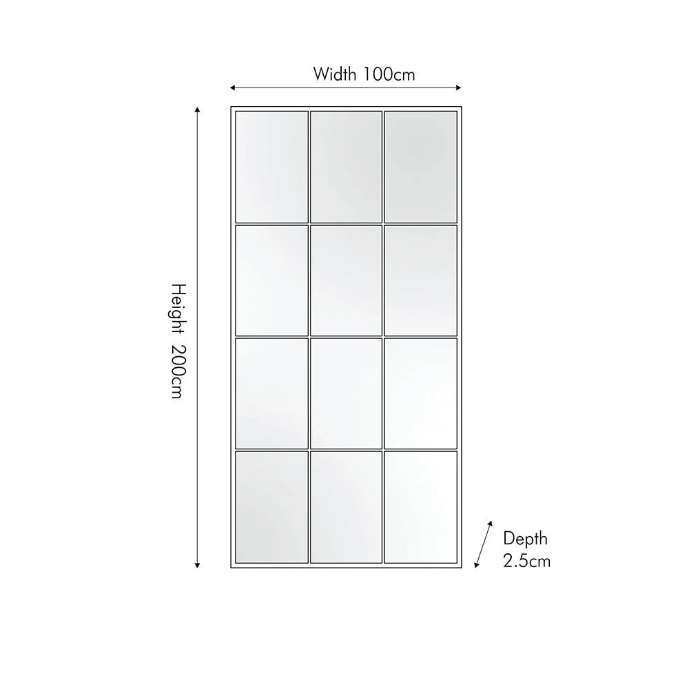 12 Pane Floor Standing Mirror - Dark Grey Metal Finish - Image 5