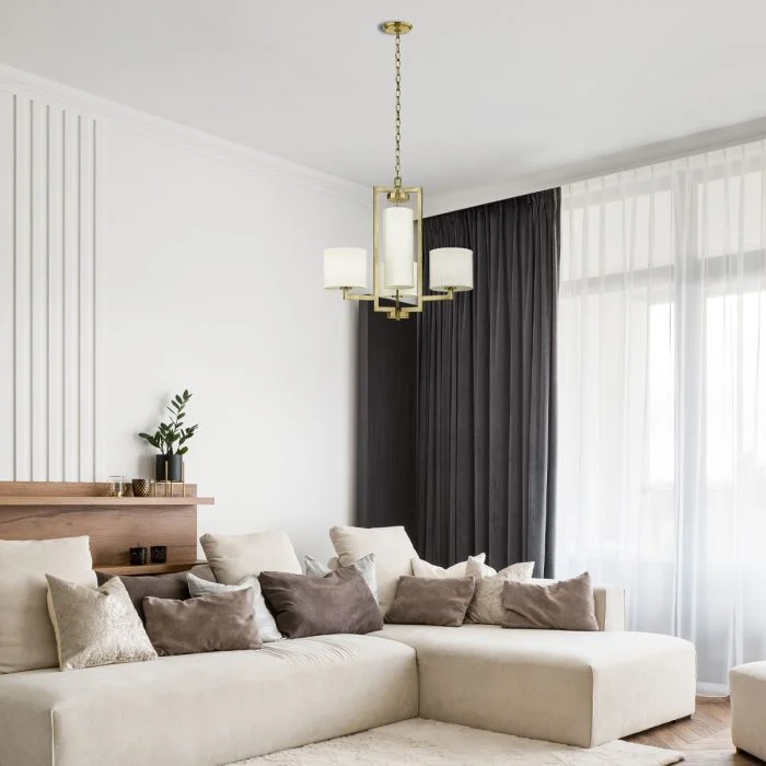 4 lt Hampton Chandelier - Brushed Brass/ Antique Nickel - Image 9