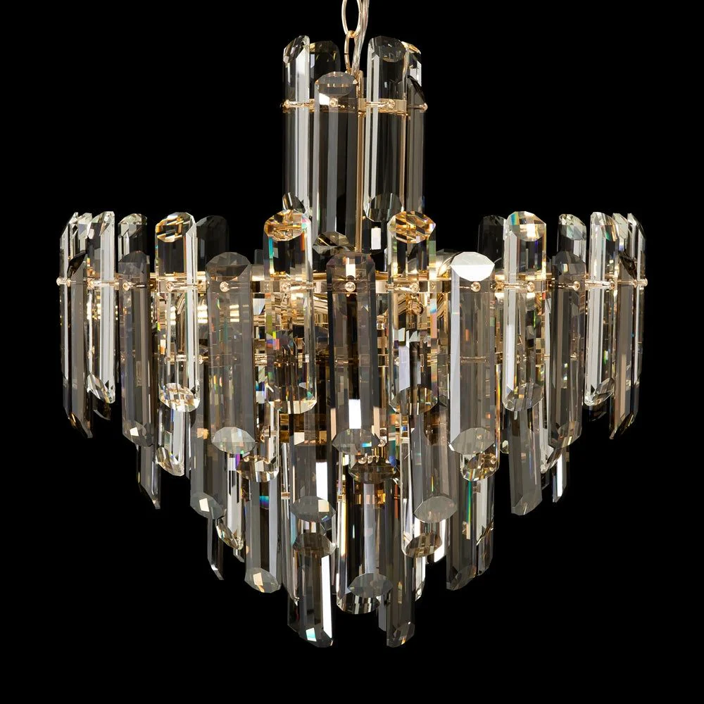 Flare 6/8Lt Crystal Centre Lights - Gold Finish IP20 - Image 2