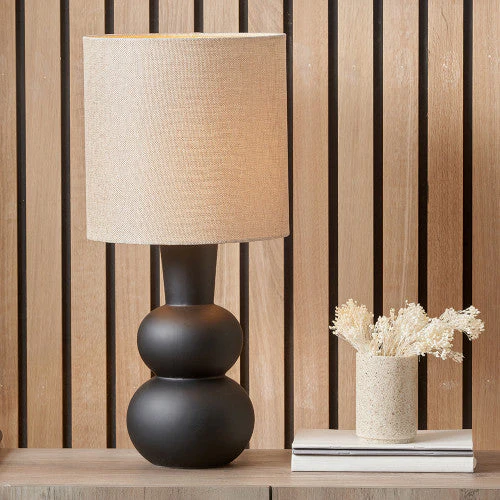 Aaliyah Curved Bottle Ceramic Table Lamp - White/Black - Image 3
