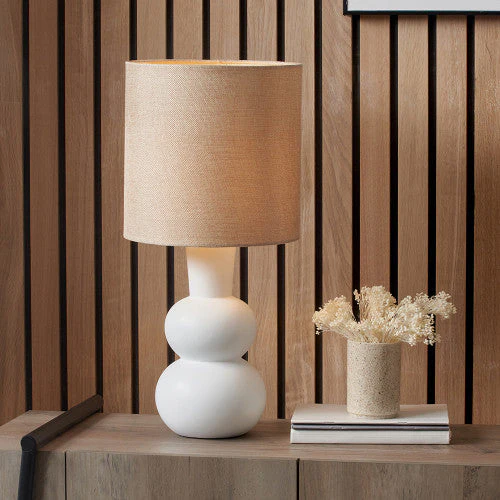 Aaliyah Curved Bottle Ceramic Table Lamp - White/Black - Image 4