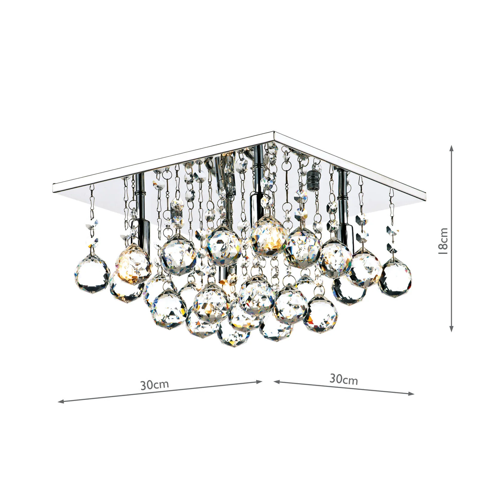Abacus 4Lt Square Flush Light - Polished Chrome - Image 3