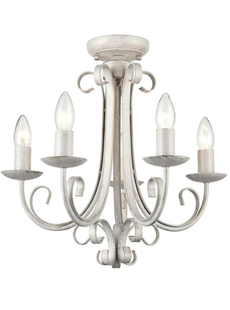 Abbey 3/5/8Lt Chandelier Ceiling Light - Painted White & Brushed Gold Finish - Image 3