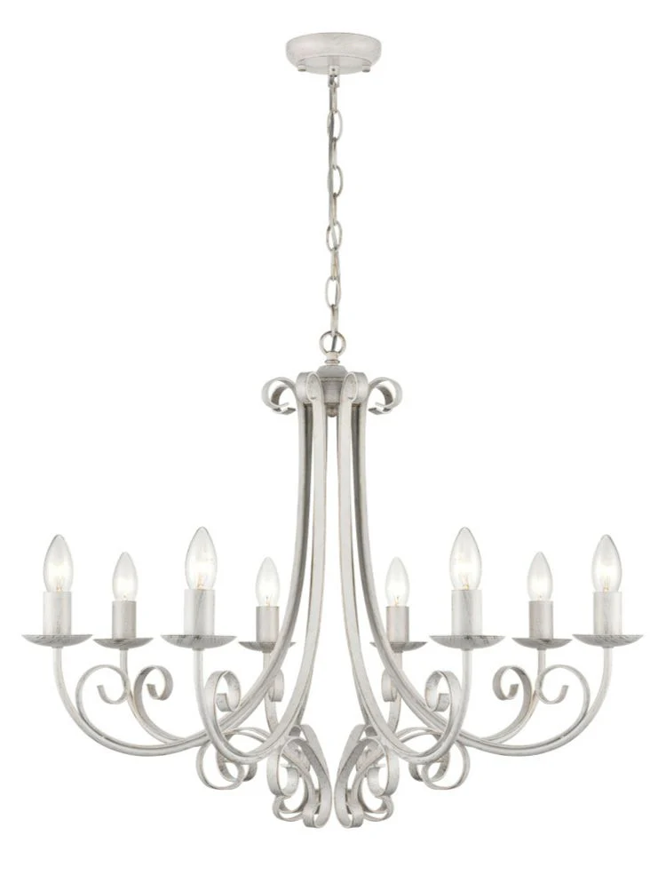 Abbey 3/5/8Lt Chandelier Ceiling Light - Painted White & Brushed Gold Finish - Image 4