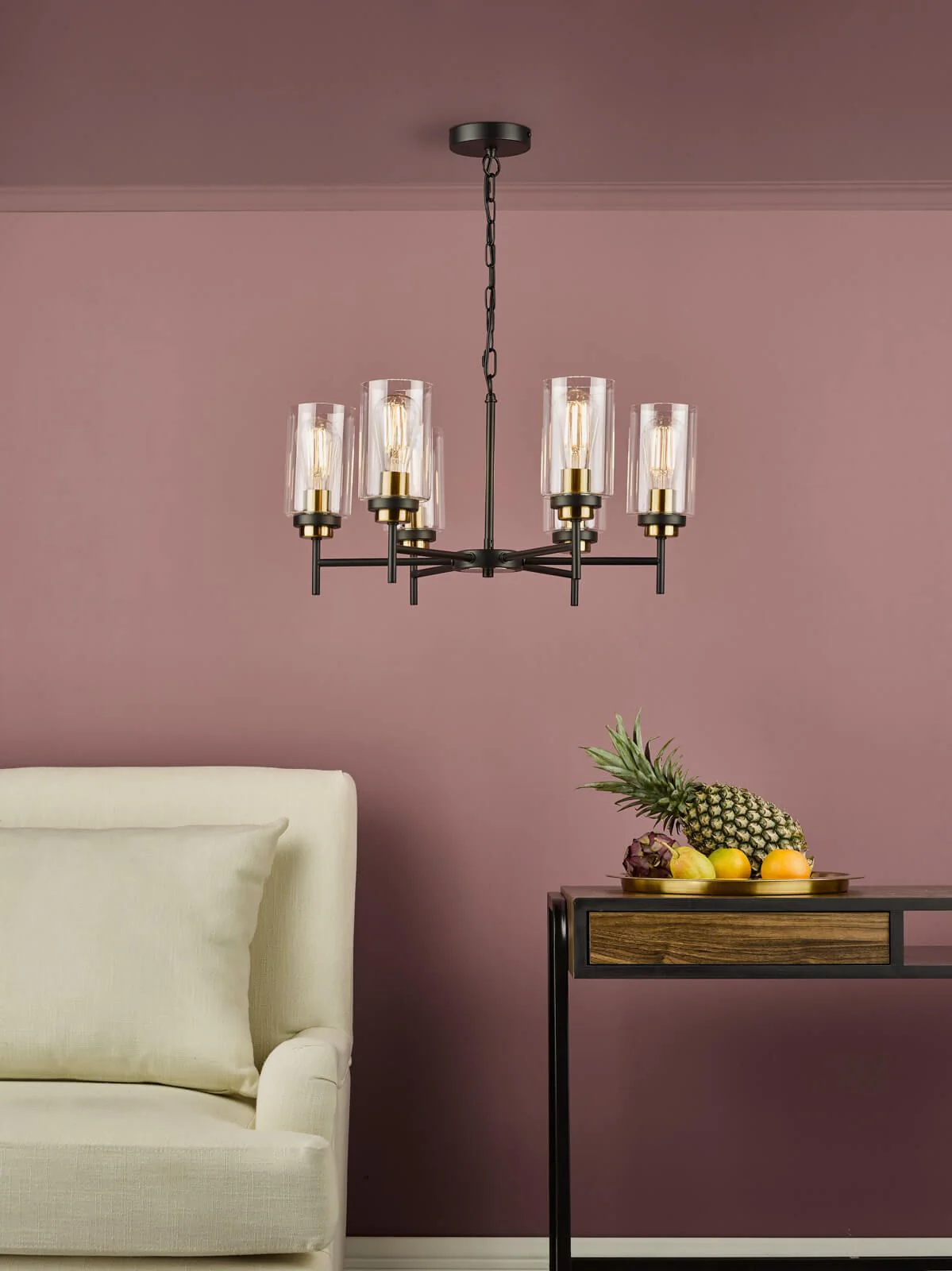 Abel 6Lt Centre Ceiling Light - Satin Black Finish - Image 3
