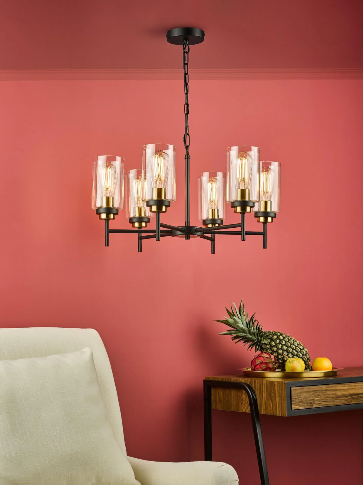 Abel 6Lt Centre Ceiling Light - Satin Black Finish - Image 4