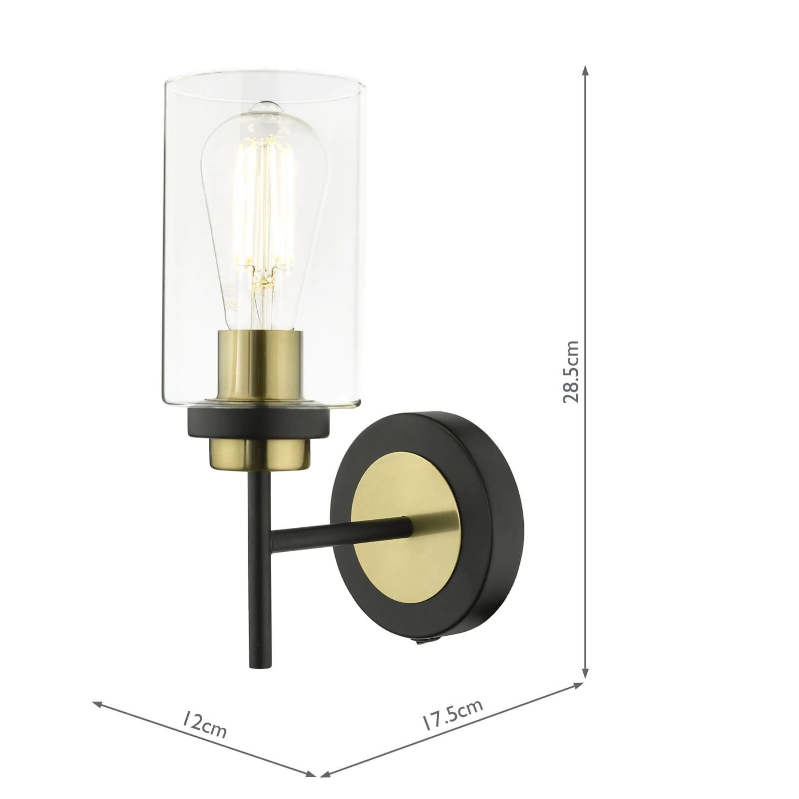 Abel  Wall Light - Satin Black & Gold Finish, IP20 - Image 5