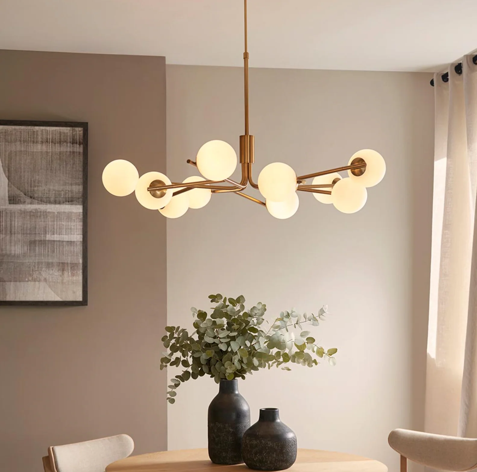 Abern 6/10Lt Semi Flush Light - Brushed Brass Finish - Image 12