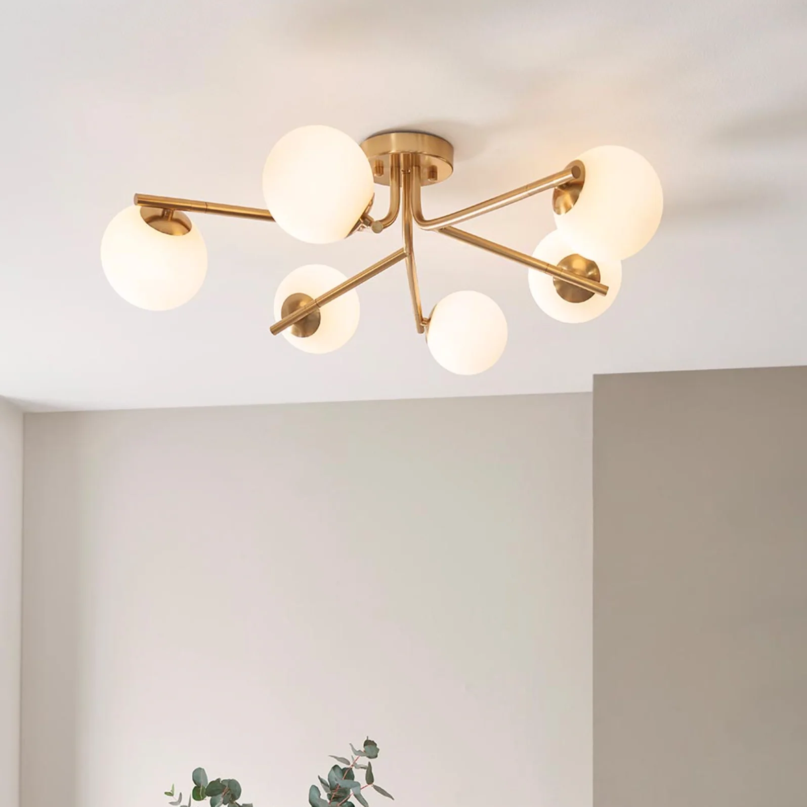 Abern 6/10Lt Semi Flush Light - Brushed Brass Finish - Image 3