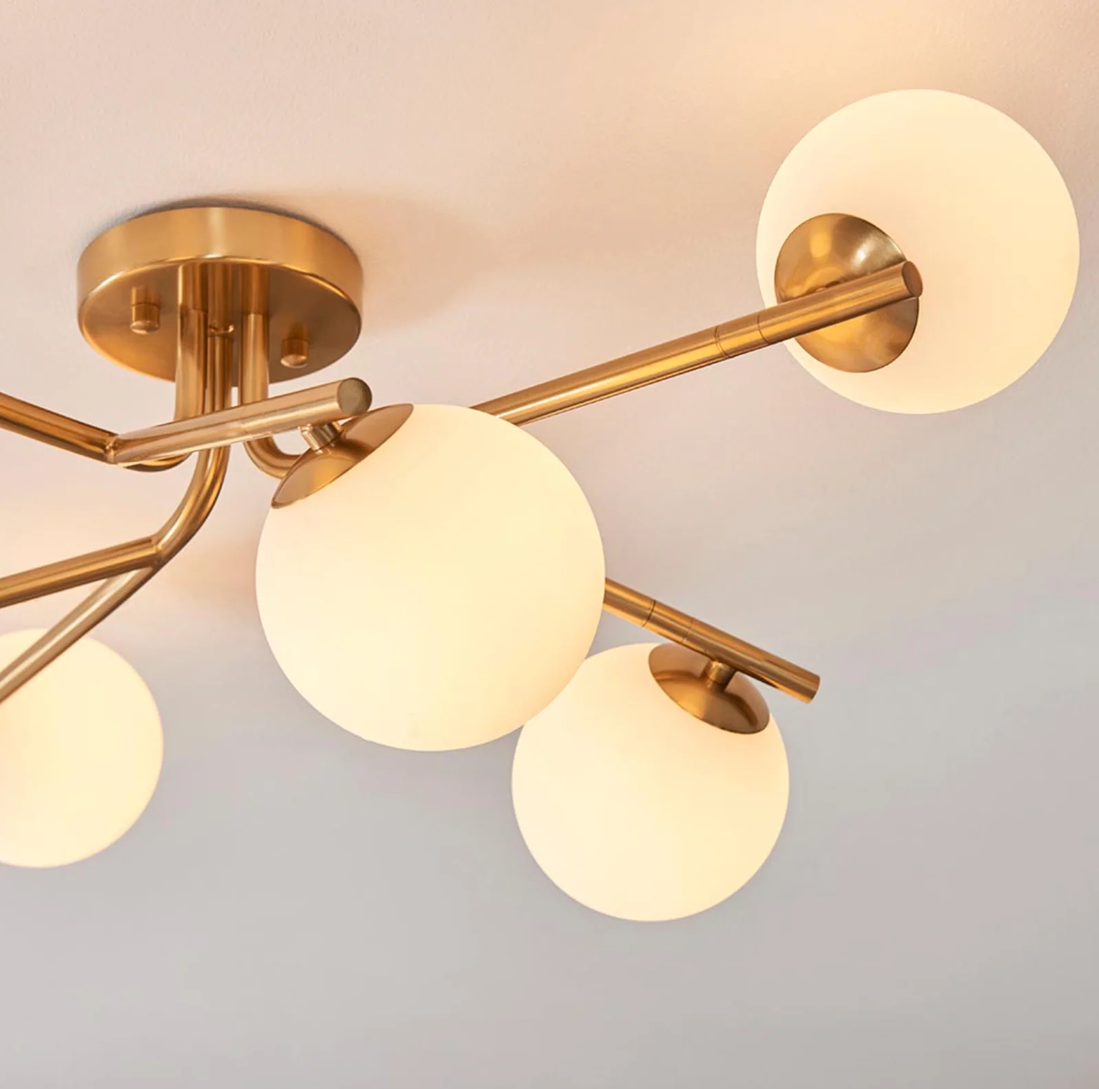 Abern 6/10Lt Semi Flush Light - Brushed Brass Finish - Image 5