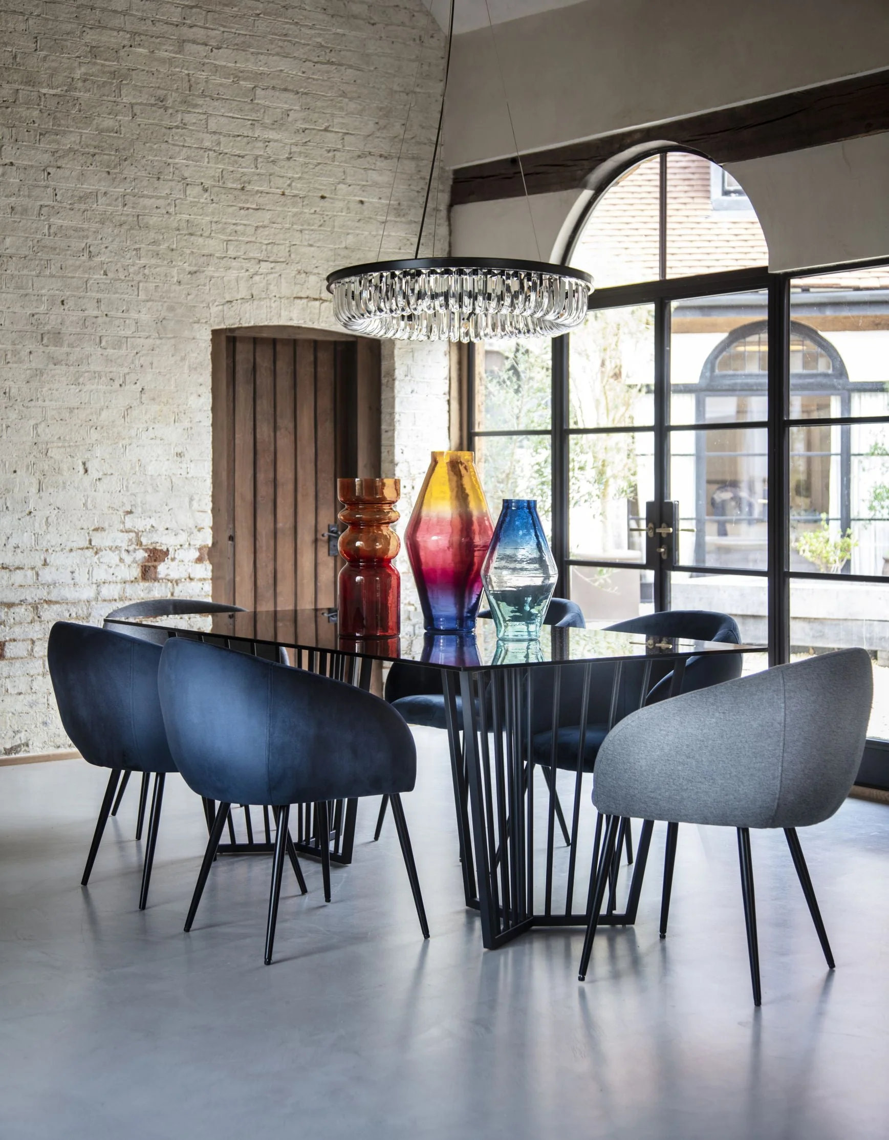Abington Dining Table - Black Frame & Tinted Glass - Image 5