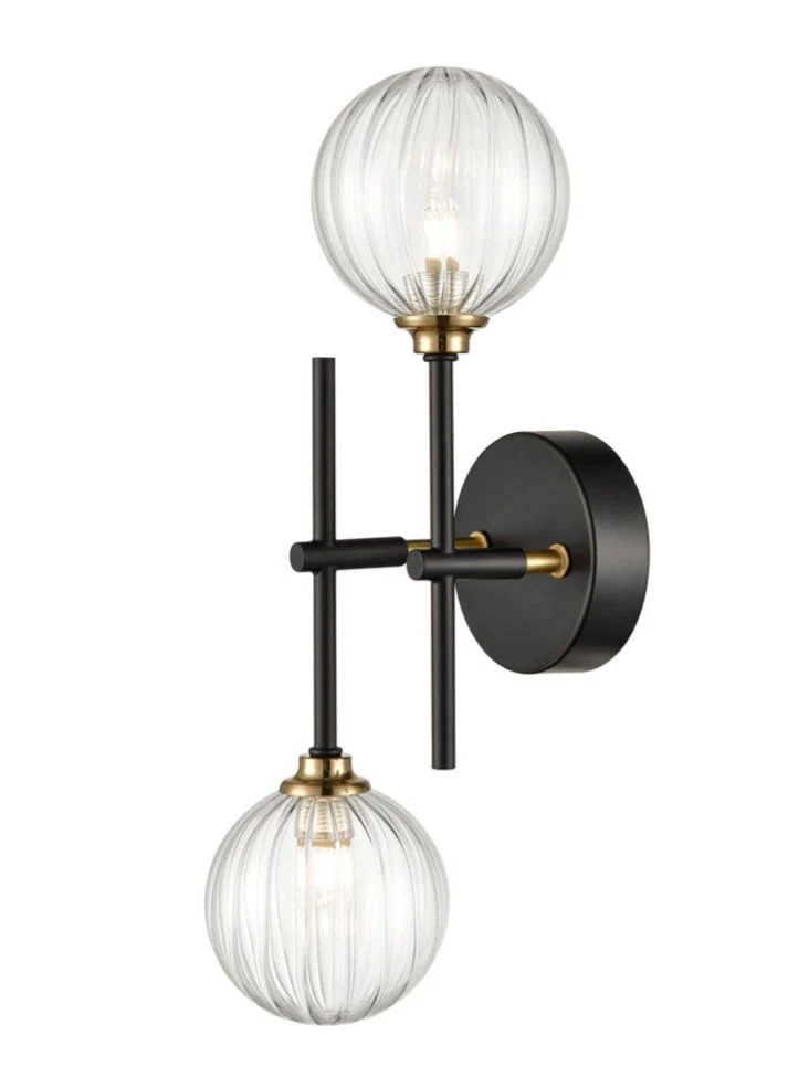 Abstract 2lt Bathroom Centre Ceiling Light  - Black and Brass/Chrome Finish - Image 2