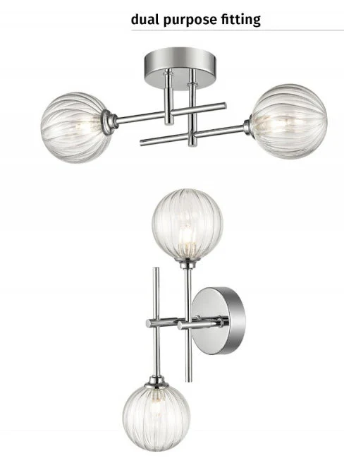 Abstract 2lt Bathroom Centre Ceiling Light  - Black and Brass/Chrome Finish - Image 3