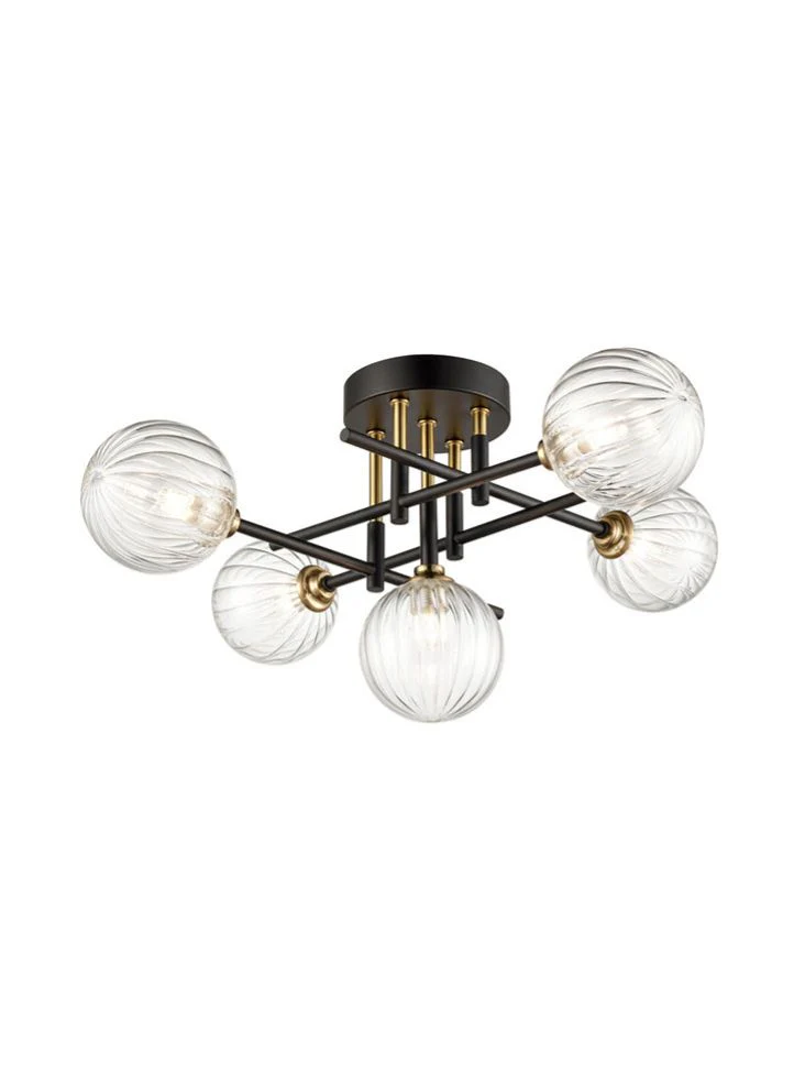Abstract 4/5Lt Bathroom Centre Ceiling Light IP44- Black & Brass/Chrome Finish - Image 2