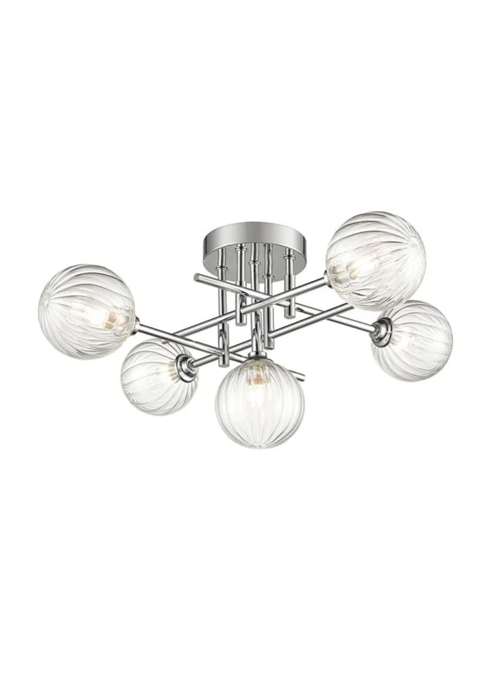 Abstract 4/5Lt Bathroom Centre Ceiling Light IP44- Black & Brass/Chrome Finish - Image 4