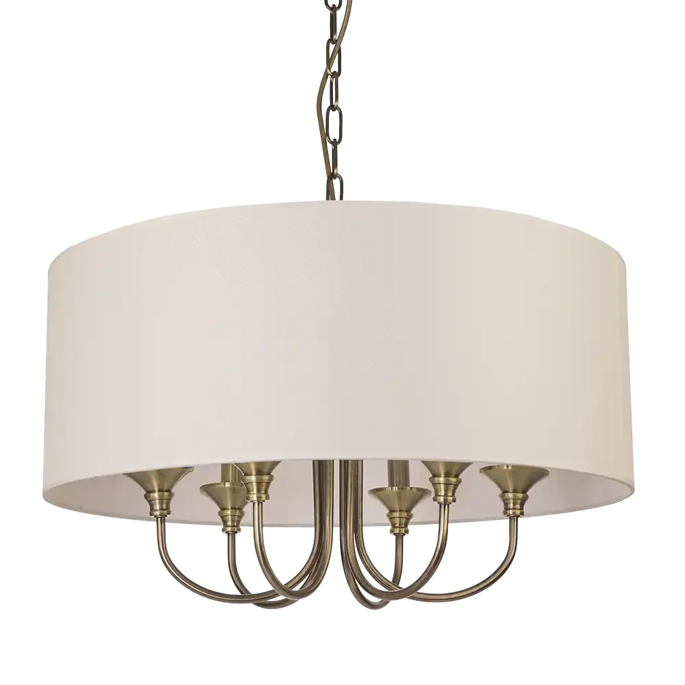 Abu Dhabi 5/6Lt Hanging Shade Ceiling Light - Chrome & White/Chrome & Black/Brass & White Finish - Image 12
