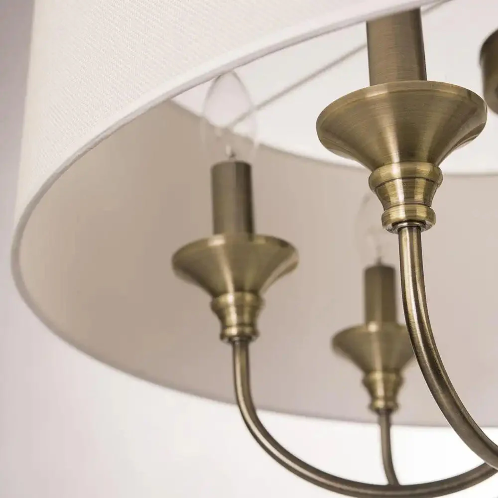 Abu Dhabi 5/6Lt Hanging Shade Ceiling Light - Chrome & White/Chrome & Black/Brass & White Finish - Image 14