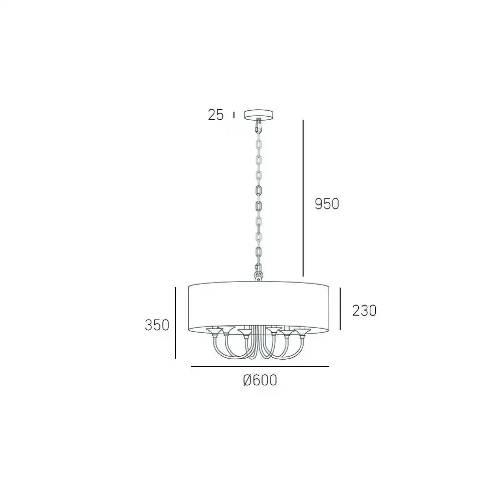 Abu Dhabi 5/6Lt Hanging Shade Ceiling Light - Chrome & White/Chrome & Black/Brass & White Finish - Image 16