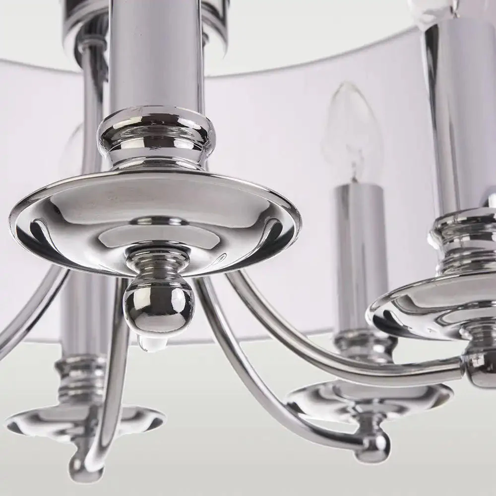 Abu Dhabi 5/6Lt Hanging Shade Ceiling Light - Chrome & White/Chrome & Black/Brass & White Finish - Image 4