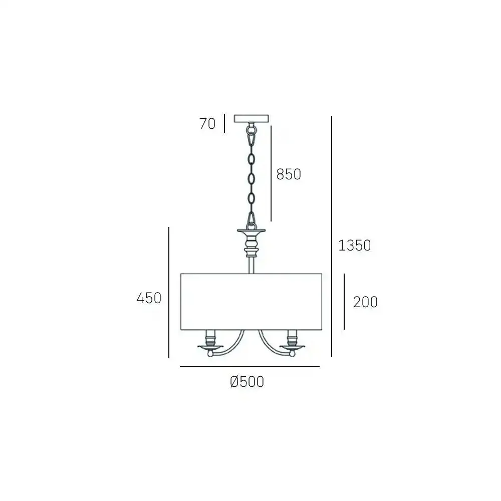 Abu Dhabi 5/6Lt Hanging Shade Ceiling Light - Chrome & White/Chrome & Black/Brass & White Finish - Image 7
