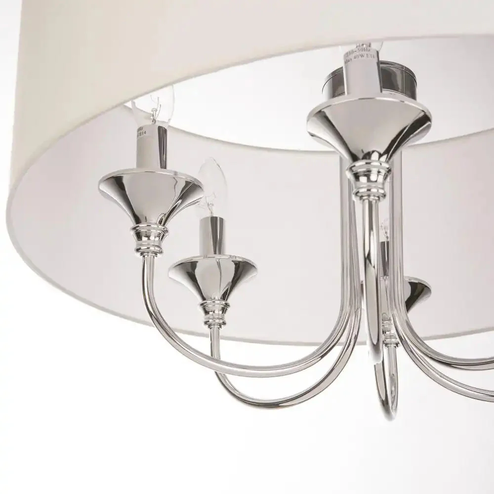 Abu Dhabi 5/6Lt Hanging Shade Ceiling Light - Chrome & White/Chrome & Black/Brass & White Finish - Image 9