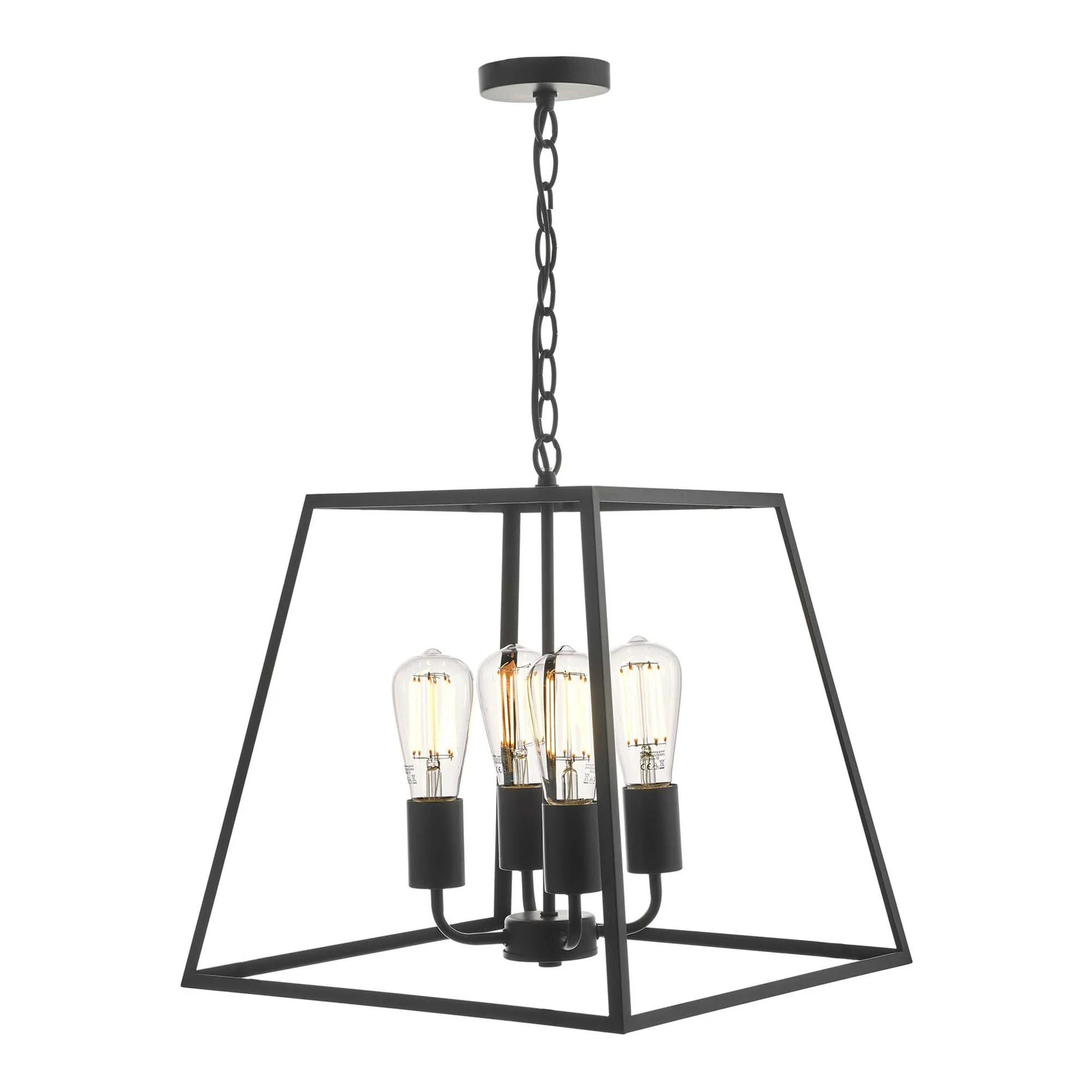 Academy 4Lt Lantern Ceiling Light - Natural Brass/Black IP20 - Image 10
