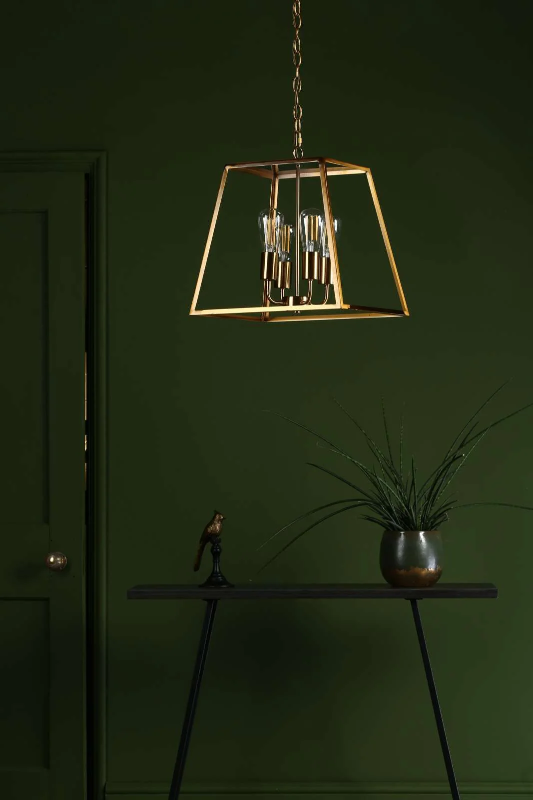 Academy 4Lt Lantern Ceiling Light - Natural Brass/Black IP20 - Image 11