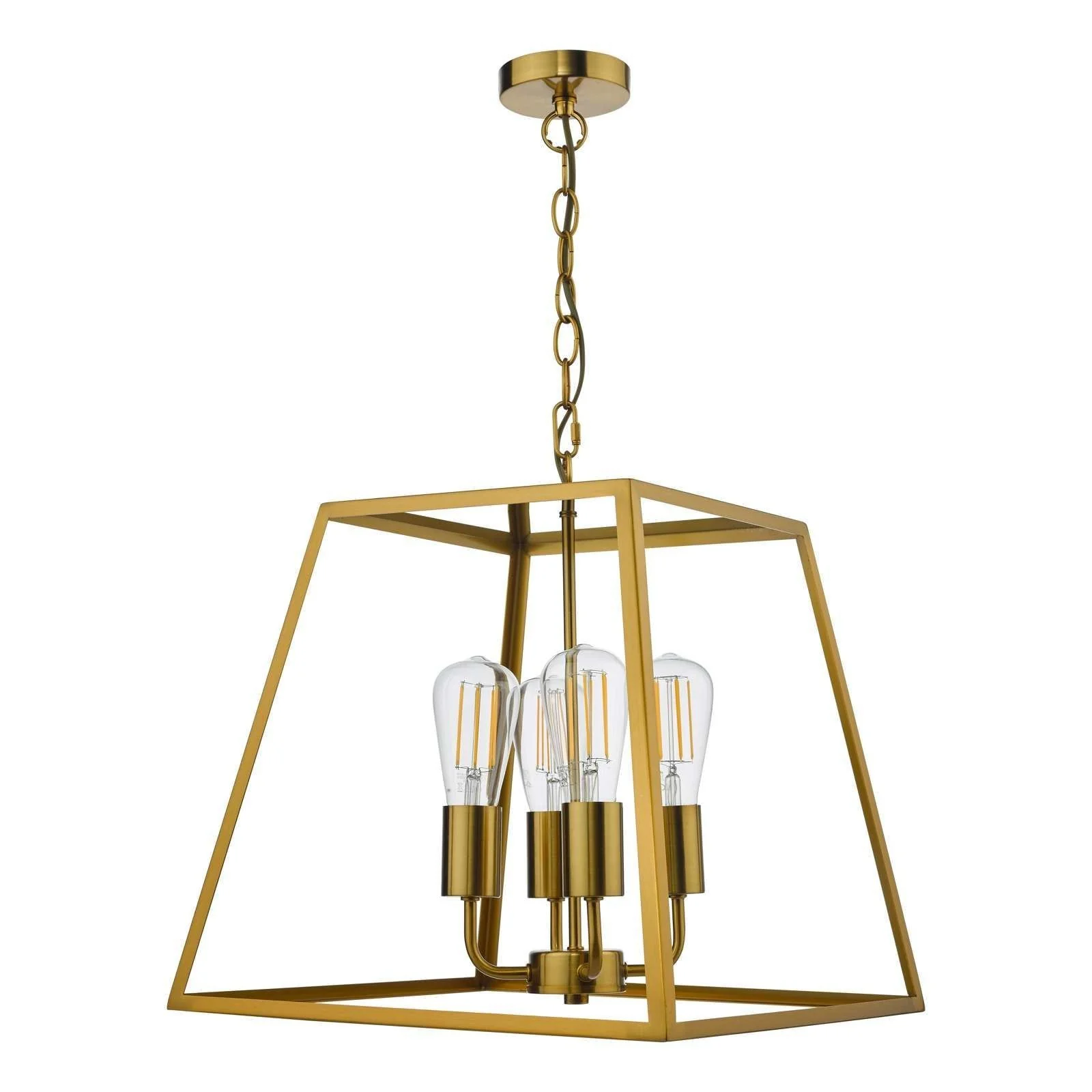 Academy 4Lt Lantern Ceiling Light - Natural Brass/Black IP20 - Image 2