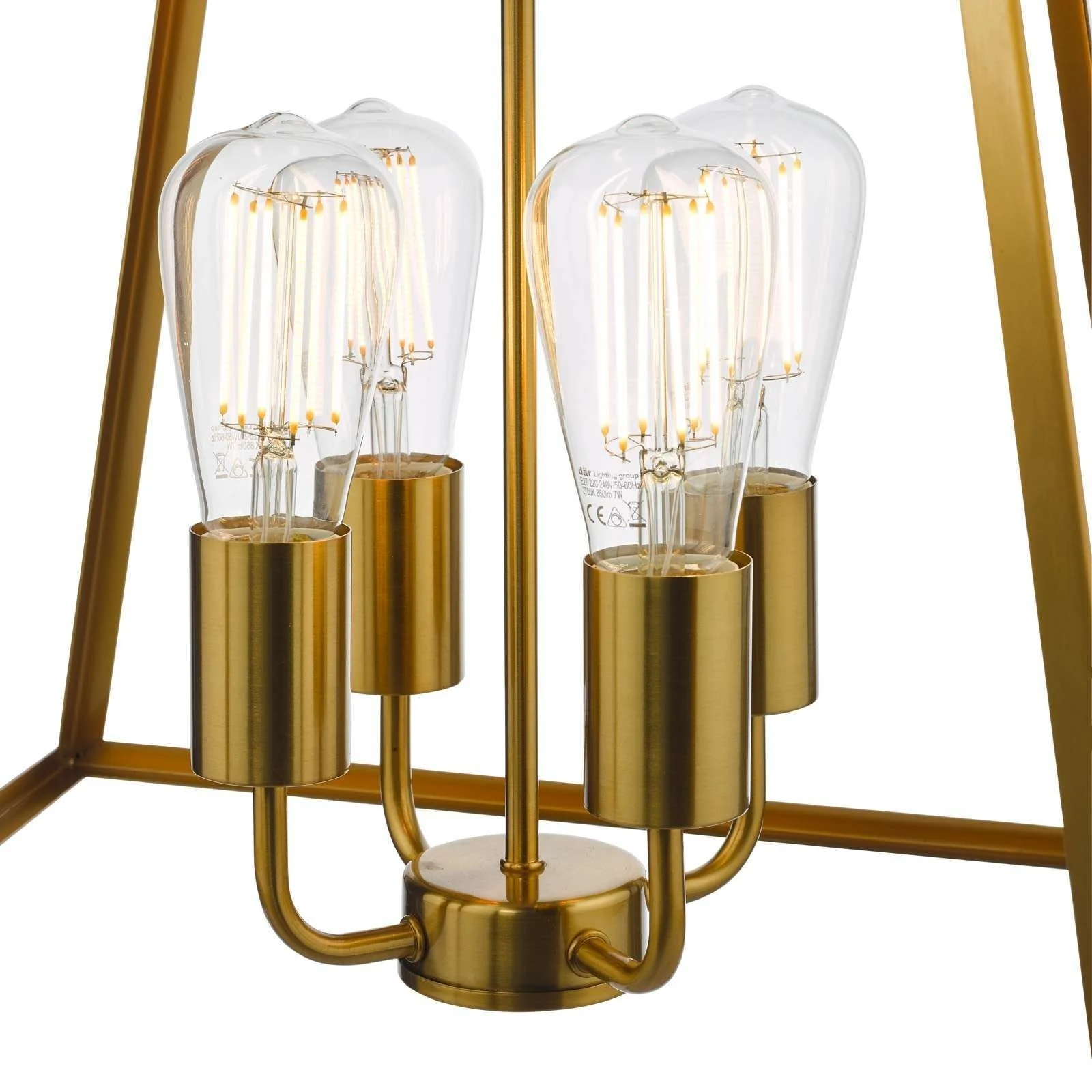 Academy 4Lt Lantern Ceiling Light - Natural Brass/Black IP20 - Image 3