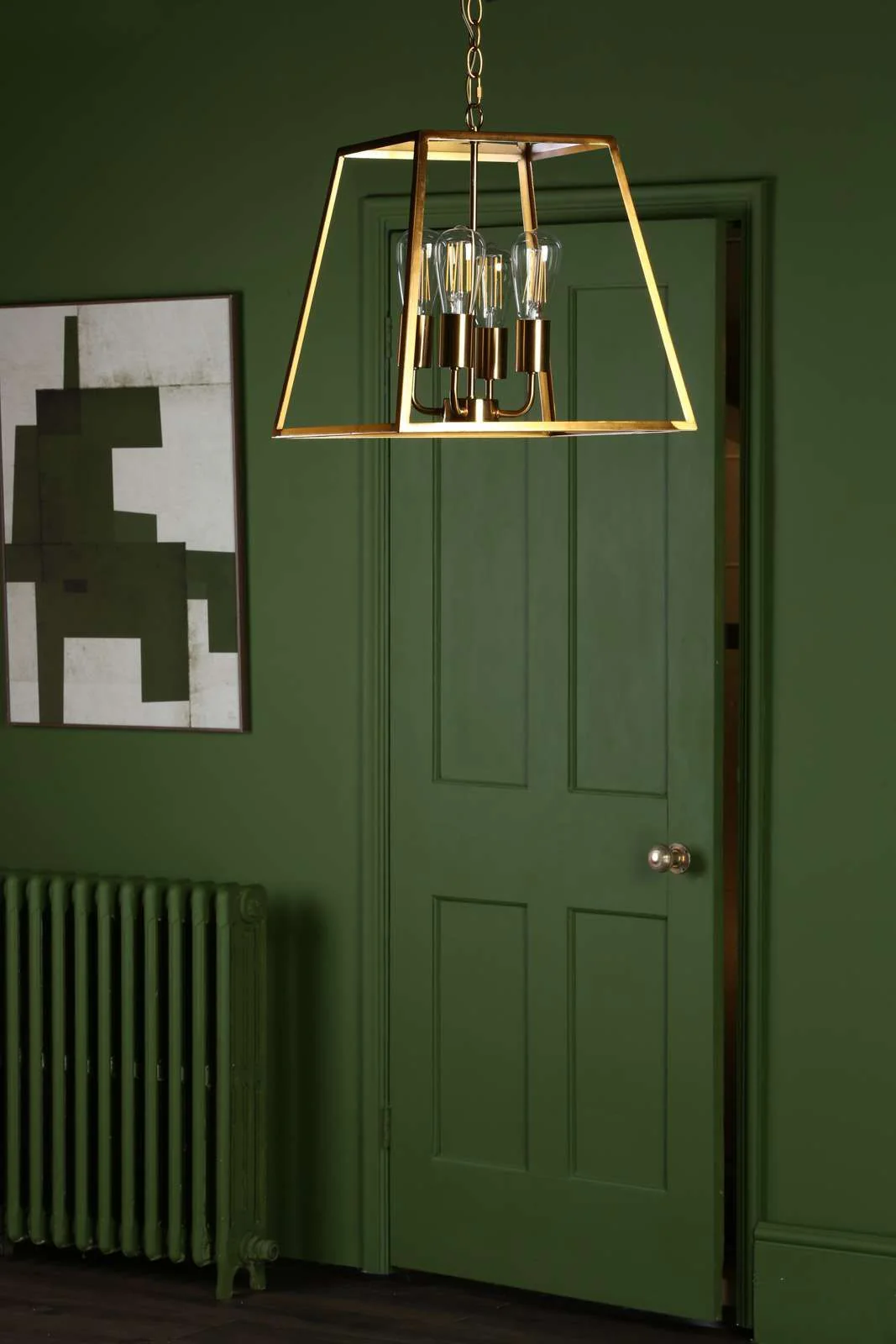 Academy 4Lt Lantern Ceiling Light - Natural Brass/Black IP20 - Image 4