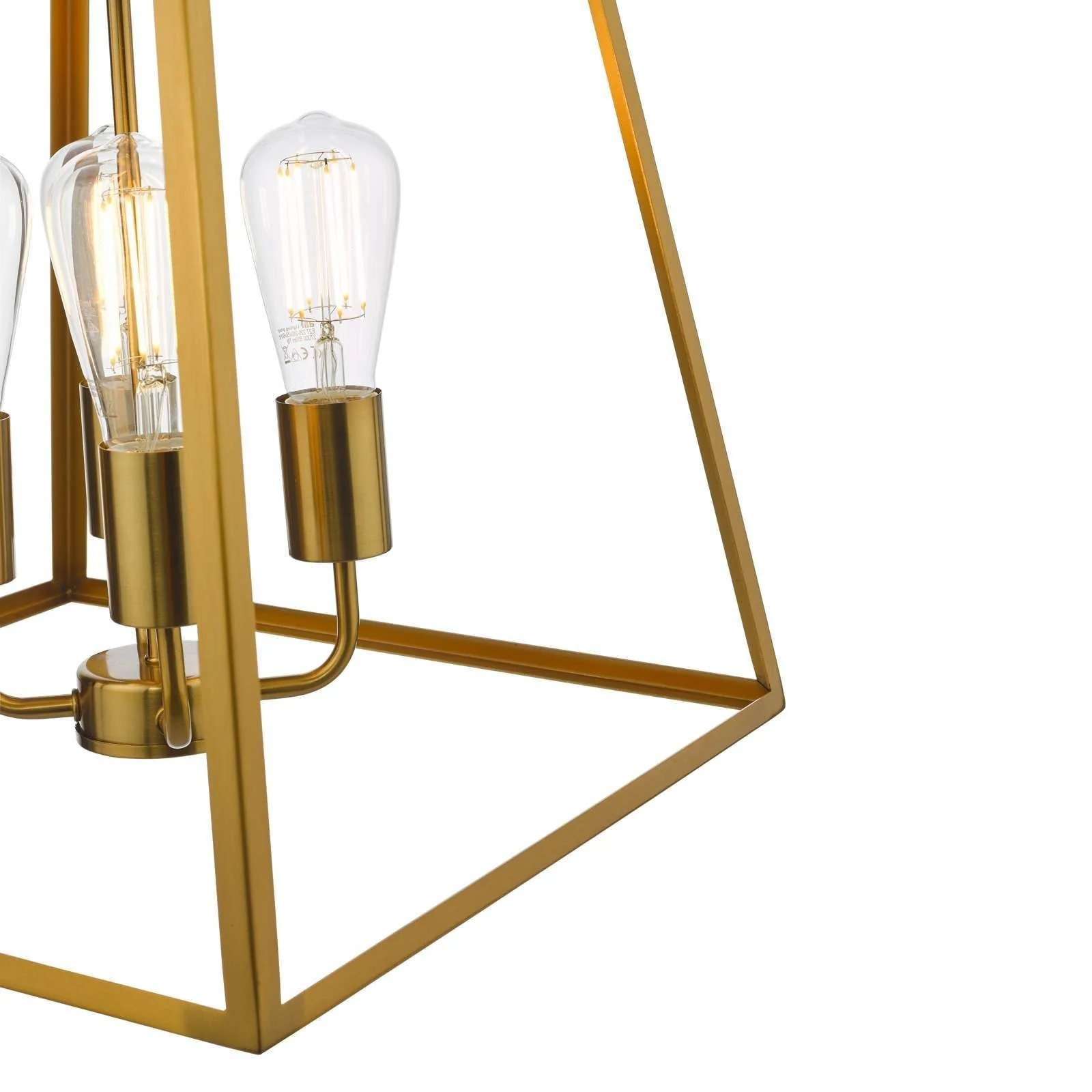 Academy 4Lt Lantern Ceiling Light - Natural Brass/Black IP20 - Image 5