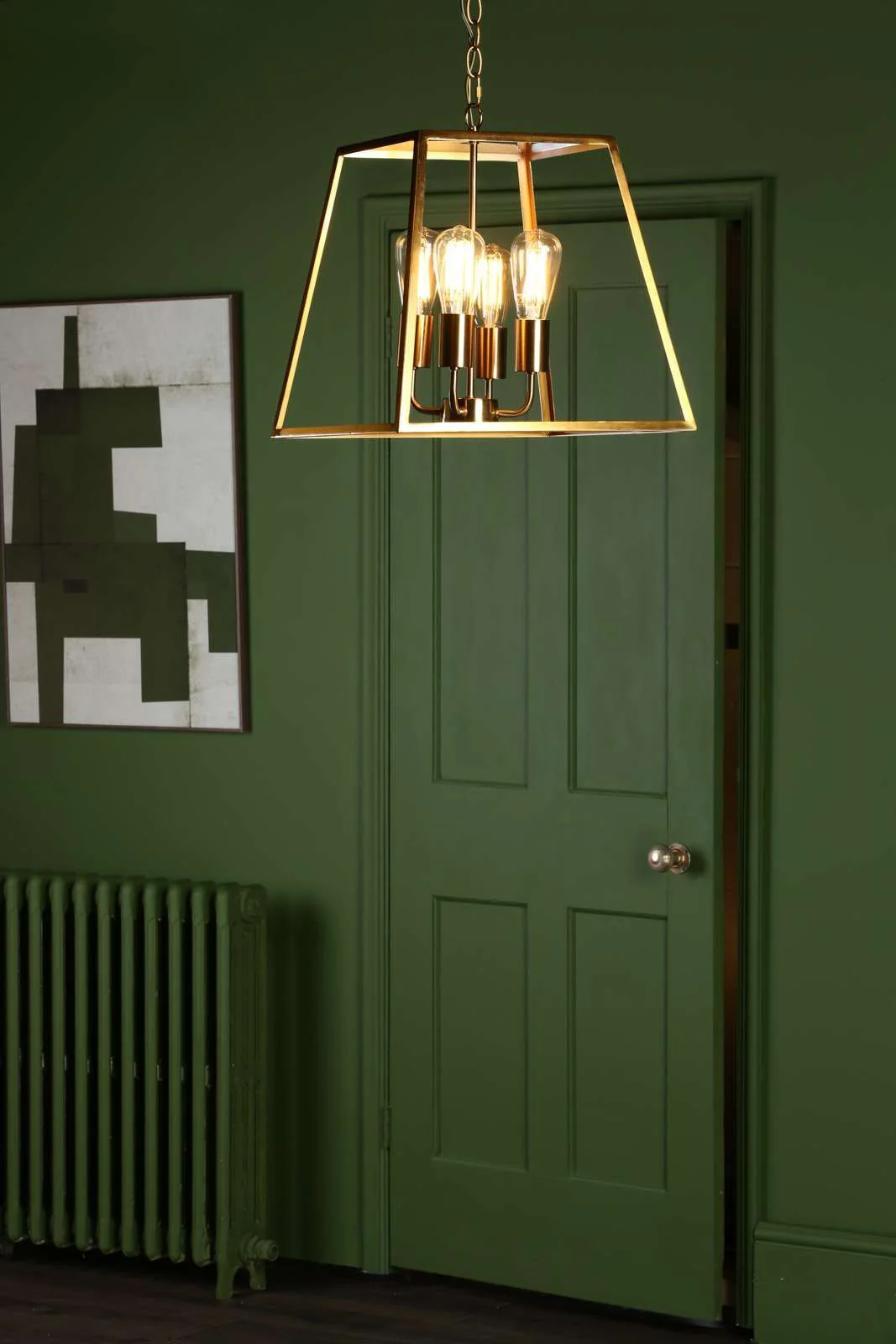 Academy 4Lt Lantern Ceiling Light - Natural Brass/Black IP20 - Image 6