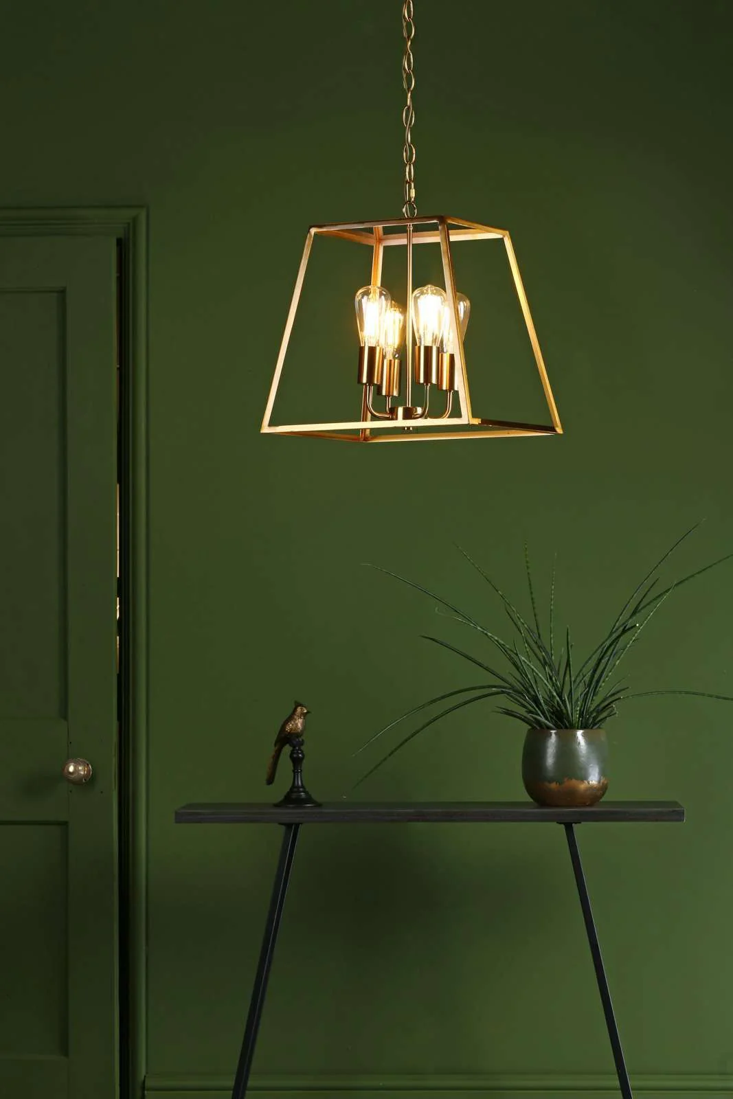 Academy 4Lt Lantern Ceiling Light - Natural Brass/Black IP20 - Image 7