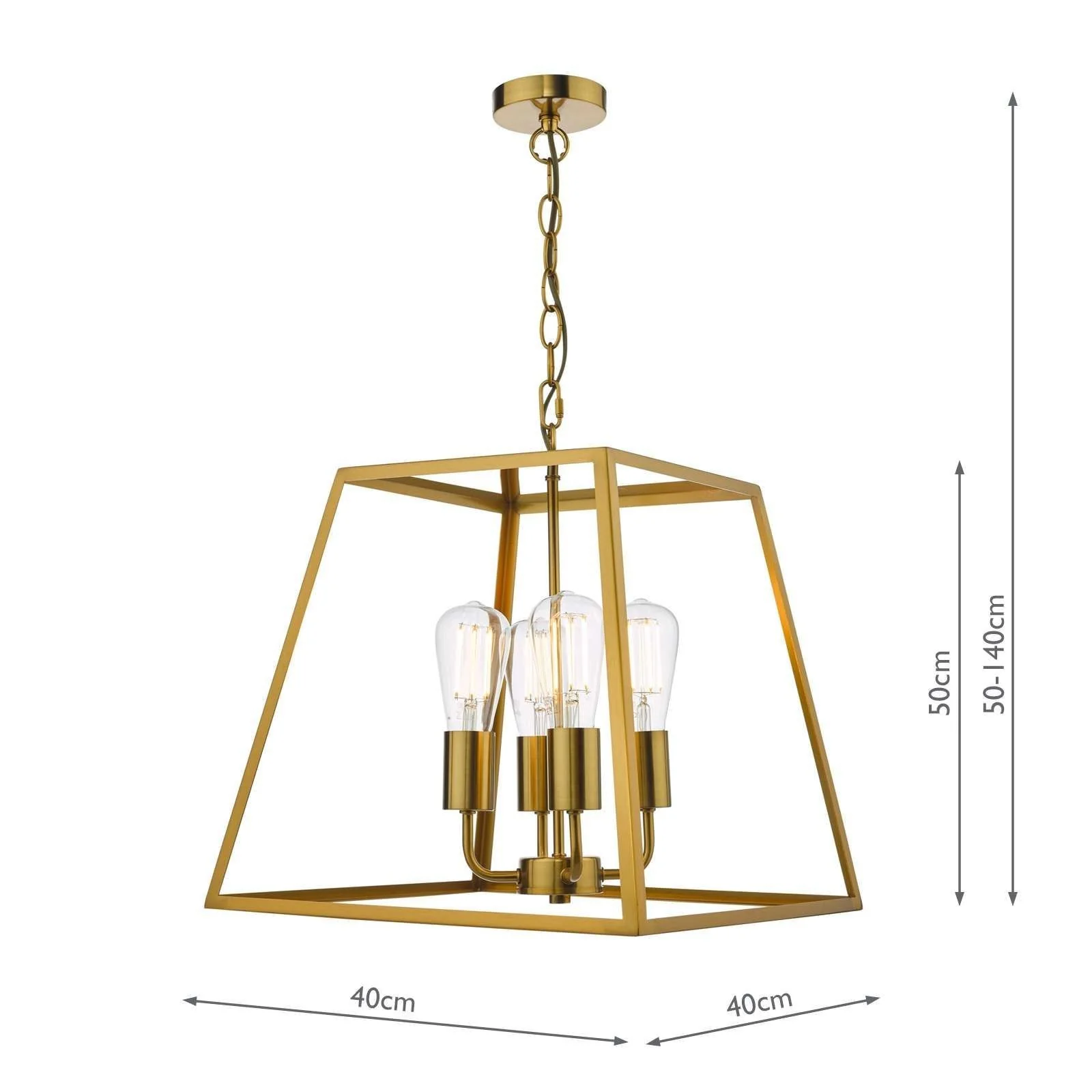 Academy 4Lt Lantern Ceiling Light - Natural Brass/Black IP20 - Image 8