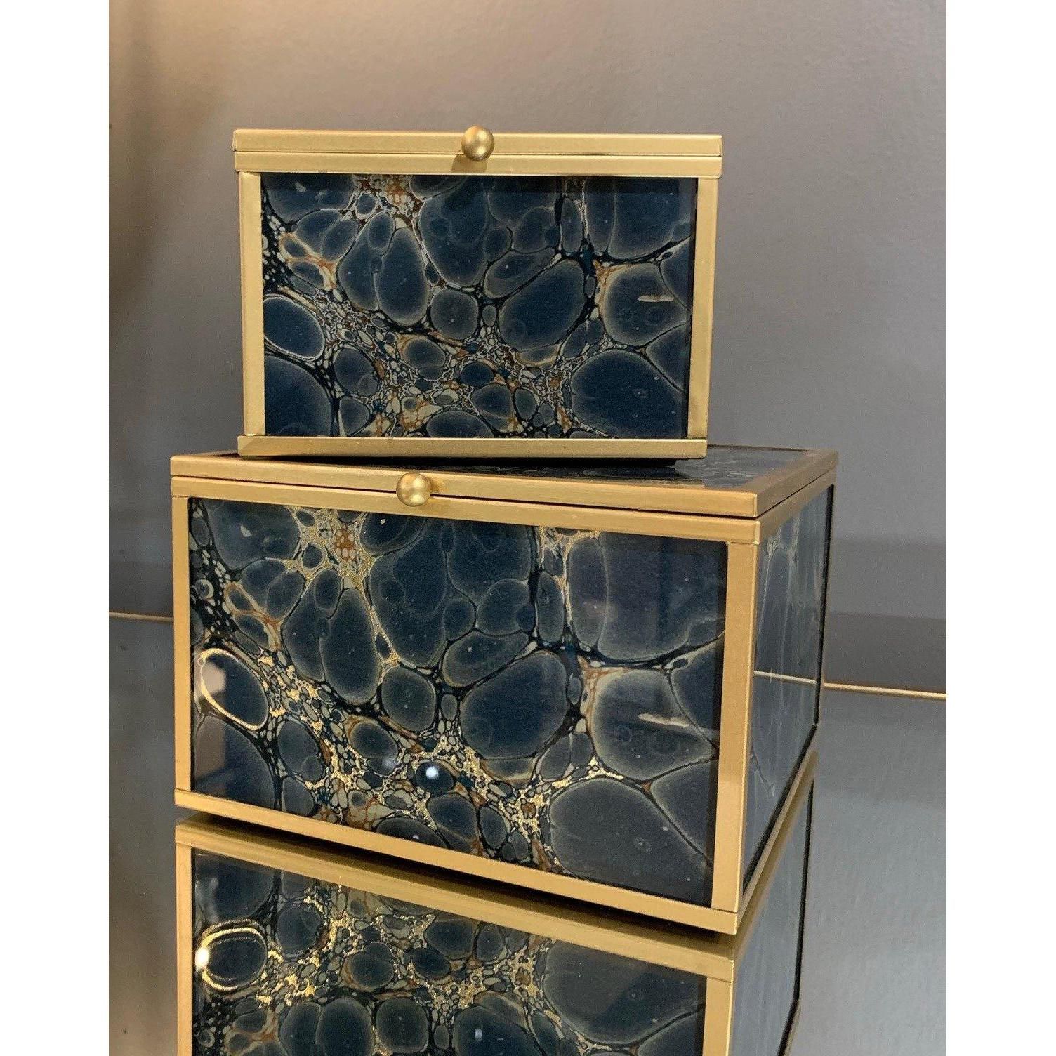 Accessory Box Set of 2 - Blue & Gold Finish - Image 2