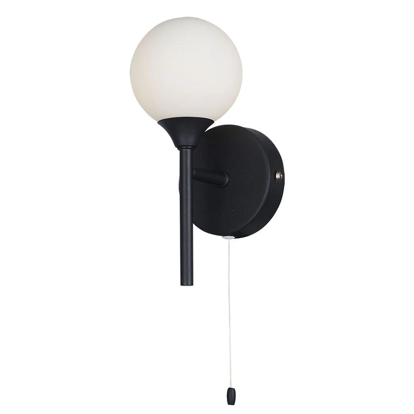Acqua Globe Bathroom Wall Light - Black Finish IP44 - Image 4