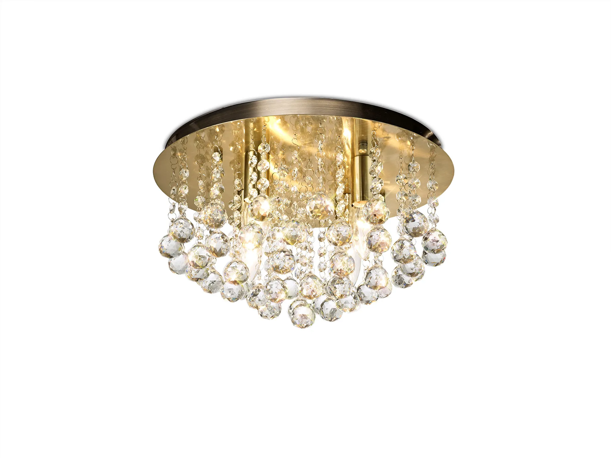Acton Flush Ceiling 4 Light E14, 380mm Round, Polished Chrome, Antique Brass/Sphere Crystal - Image 12