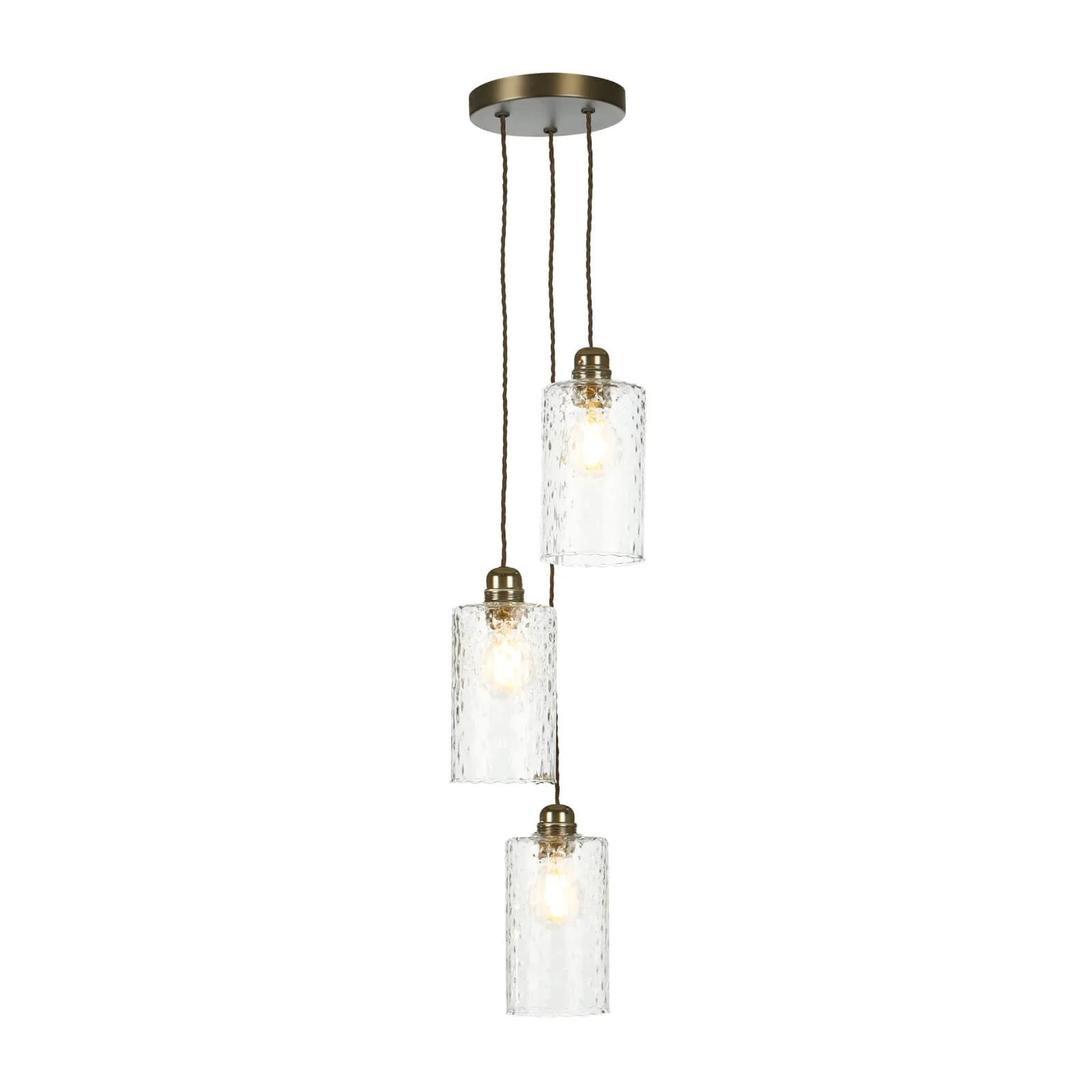 Acton three light suspension in antique brass/Satin Chrome E27 - Image 3