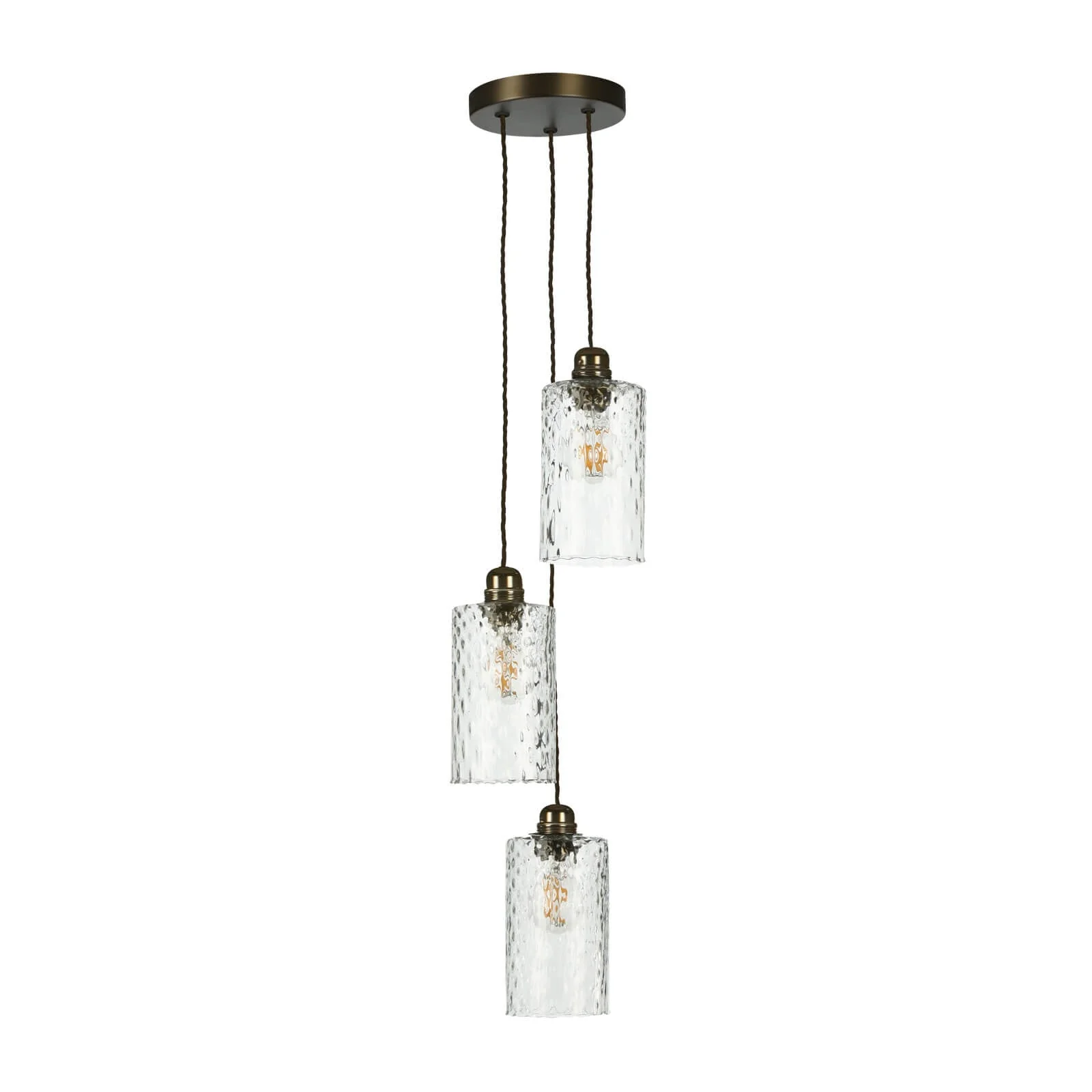 Acton three light suspension in antique brass/Satin Chrome E27 - Image 4