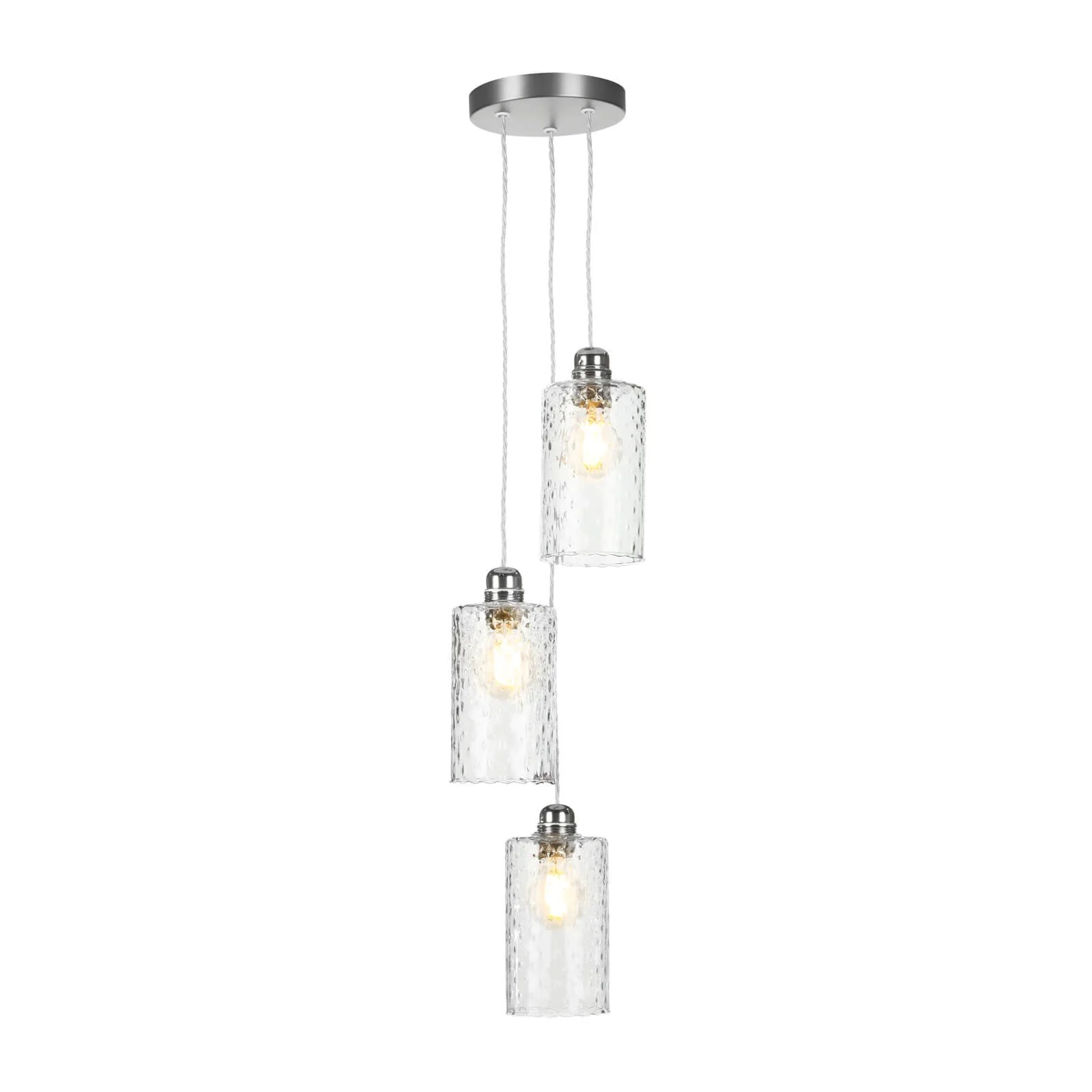 Acton three light suspension in antique brass/Satin Chrome E27 - Image 8