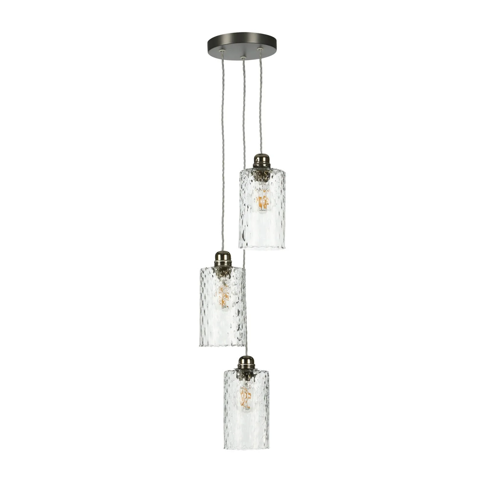 Acton three light suspension in antique brass/Satin Chrome E27 - Image 9