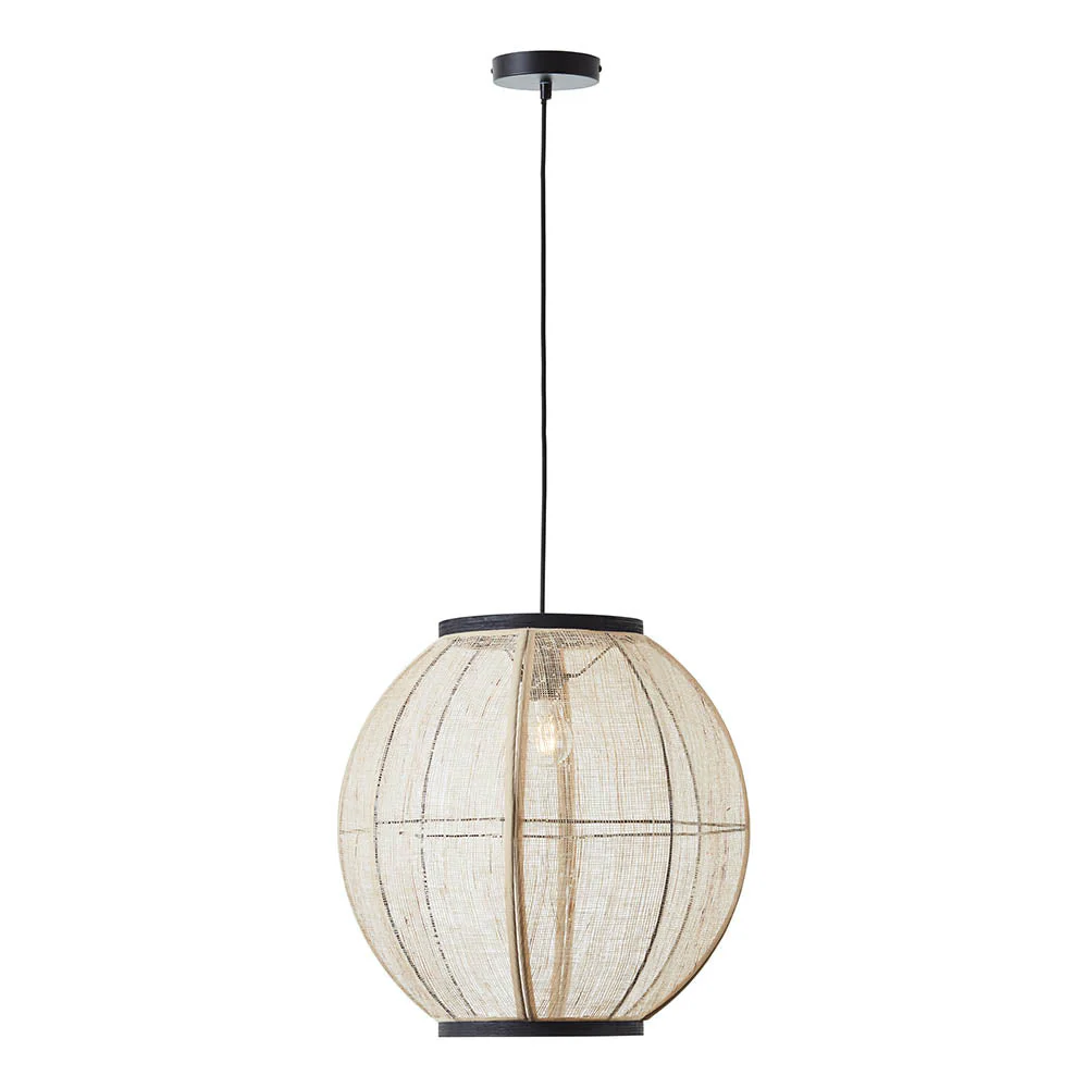 Ada 1Lt Handmade Wood & Linen Pendant - Medium/Large - Image 2