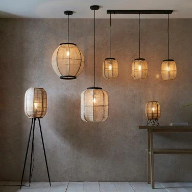 Ada 1Lt Handmade Wood & Linen Pendant - Medium/Large - Image 4