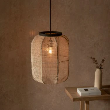 Ada 1Lt Handmade Wood & Linen Pendant - Medium/Large - Image 6