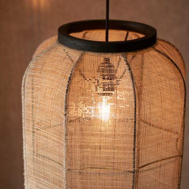 Ada 1Lt Handmade Wood & Linen Pendant - Medium/Large - Image 7