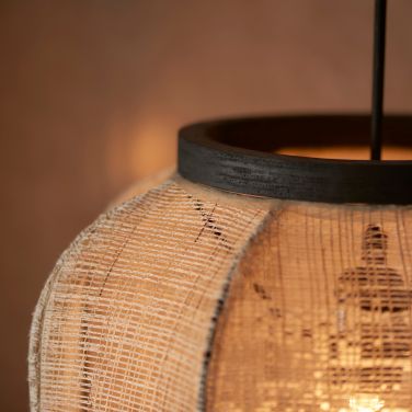 Ada 1Lt Handmade Wood & Linen Pendant - Medium/Large - Image 8