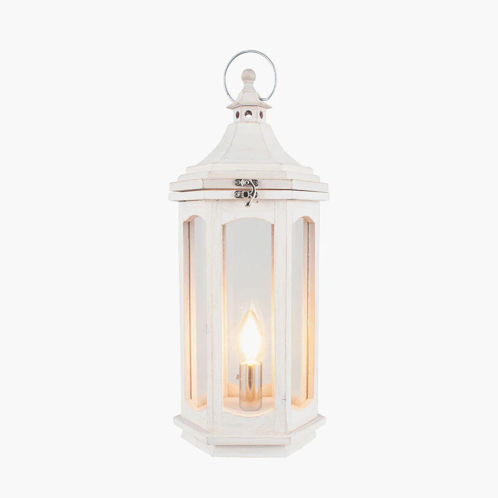 Adaline Antique Wood Lantern Table Lamp- Grey / White Wash - Image 14