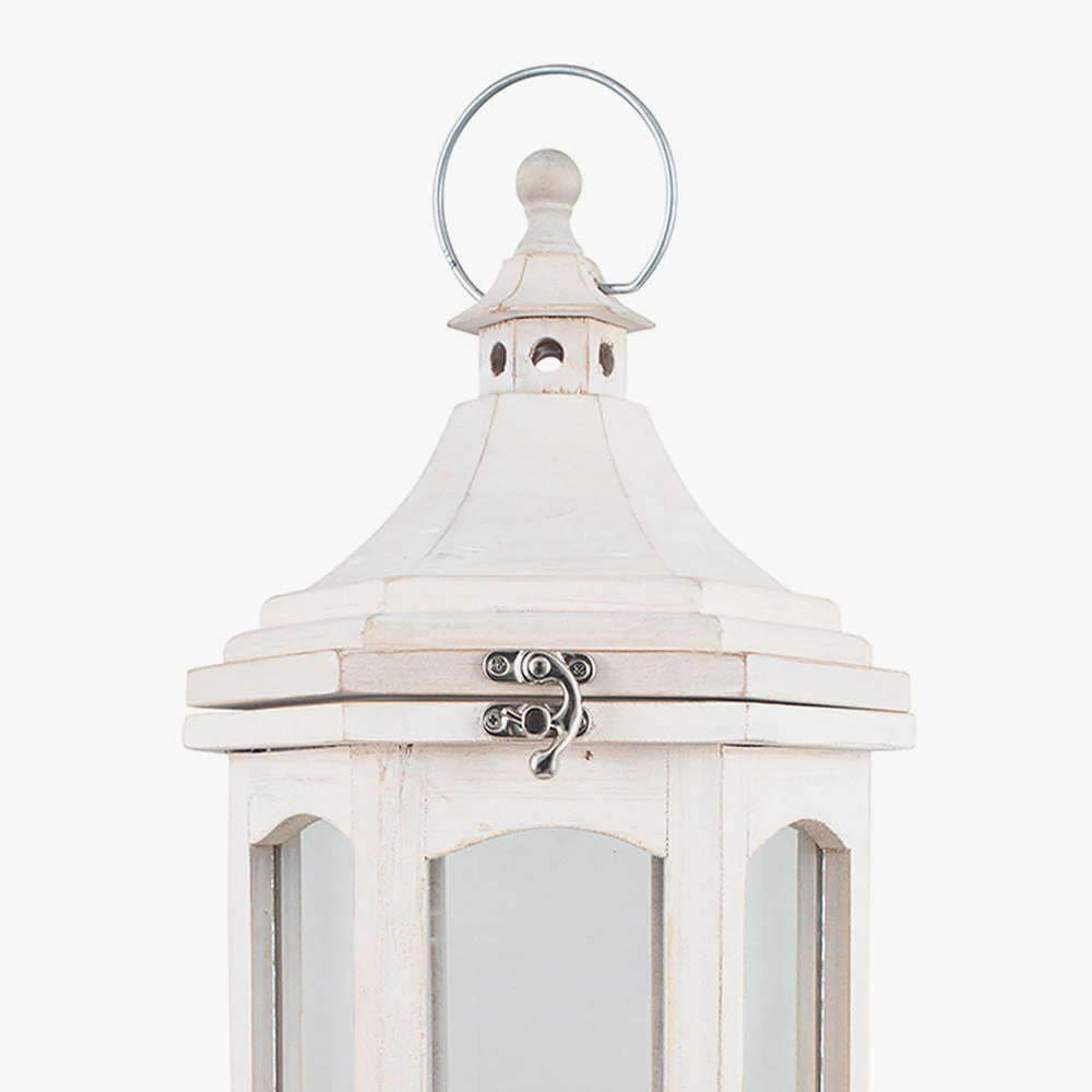 Adaline Antique Wood Lantern Table Lamp- Grey / White Wash - Image 15