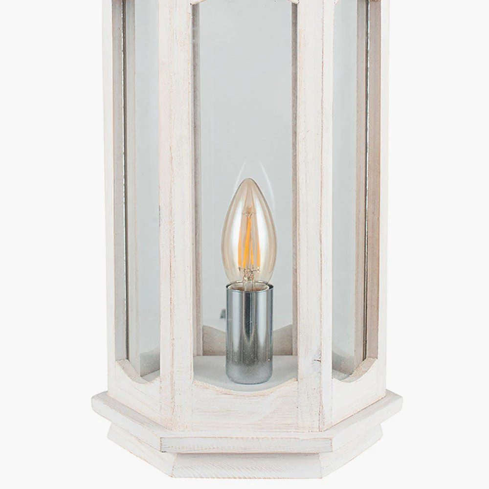 Adaline Antique Wood Lantern Table Lamp- Grey / White Wash - Image 16